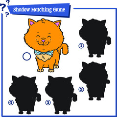 Vector illustration of educational shadow matching game with cartoon character for children