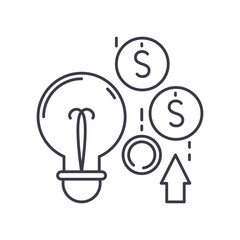 Market ideas icon, linear isolated illustration, thin line vector, web design sign, outline concept symbol with editable stroke on white background.