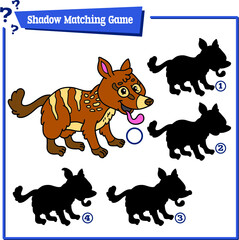  Vector illustration of shadow matching educational kids game with happy cartoon numbat for children