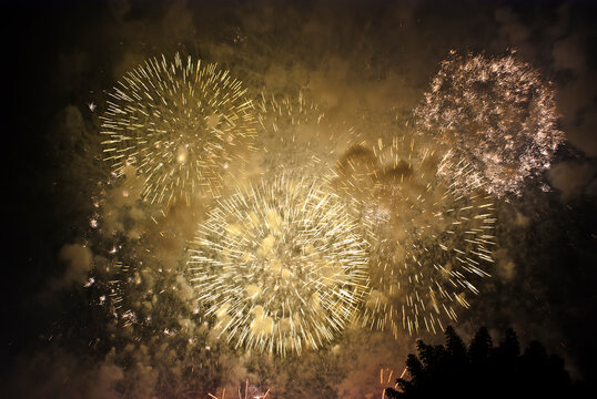 Low Angle View Of Firework Display At Night