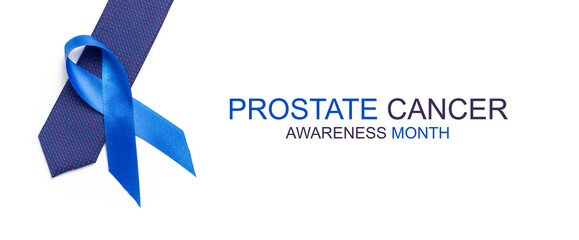 Cancer men. Awareness prostate cancer of men health in November. Blue ribbon, fashion tie isolated...