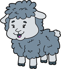 Vector educational illustration of cute cartoon sheep character for children and scrap book