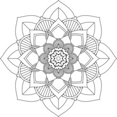 Easy Mandala coloring book simple and basic for beginners, seniors and children. Set of Mehndi flower pattern for Henna drawing and tattoo. Decoration in ethnic oriental, Indian style.