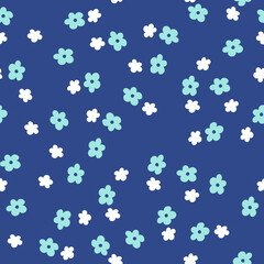 vector seamless background pattern with funny simple flowers for fabric, textile