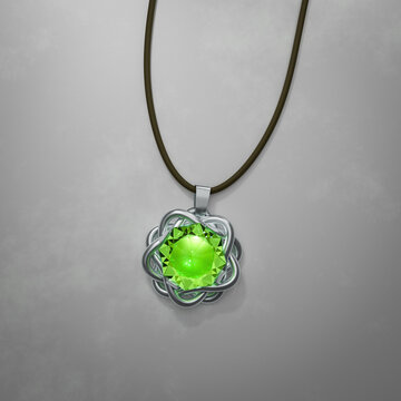 Beautiful emerald jewel necklace on black background