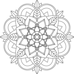 Easy Mandala coloring book simple and basic for beginners, seniors and children. Set of Mehndi flower pattern for Henna drawing and tattoo. Decoration in ethnic oriental, Indian style.