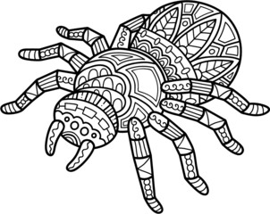 Vector illustration of cute ornate zentangle spider for children or for adult anti stress coloring book