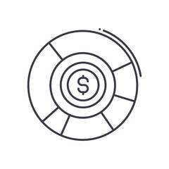 Market share concept icon, linear isolated illustration, thin line vector, web design sign, outline concept symbol with editable stroke on white background.