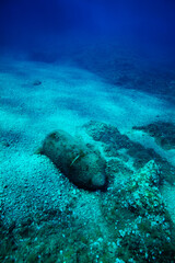 Image of bomb rusty wreck laying in the sea bed in Croatia