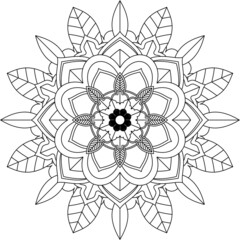 Easy Mandala coloring book simple and basic for beginners, seniors and children. Set of Mehndi flower pattern for Henna drawing and tattoo. Decoration in ethnic oriental, Indian style.