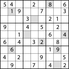 Vector sudoku puzzle game with numbers. Can be used as educational game for kids or leisure game for adults