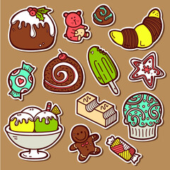 Second part of vector doodle collection of hand drawn sweets  icons