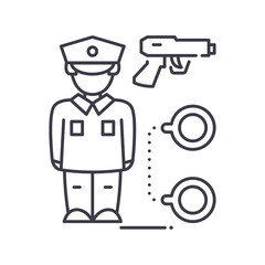 Policeman occupation icon, linear isolated illustration, thin line vector, web design sign, outline concept symbol with editable stroke on white background.