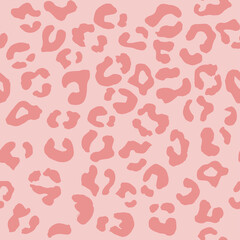 Leopard seamless pattern. Vector animal print. Pink spots on a light pink background. Jaguar, leopard, cheetah, panther fur. Leopard skin imitation can be painted on clothes, paper or fabric.