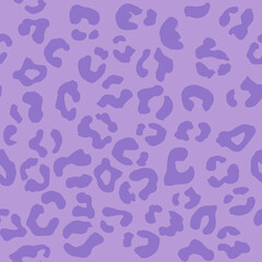 Leopard seamless pattern. Vector animal print. Bright violet spots on light purple background. Jaguar, leopard, cheetah, panther fur. Leopard skin imitation can be painted on clothes, paper or fabric.
