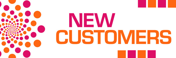 New Customers Pink Orange Dots Horizontal
