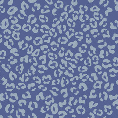 Leopard seamless pattern. Vector animal print. Light blue spots on a dark blue background. Jaguar, leopard, cheetah, panther fur. Leopard skin imitation can be painted on clothes, paper or fabric.