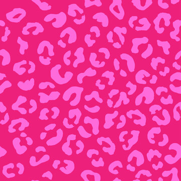 Leopard seamless pattern. Vector animal print. Light pink spots on a magenta background. Jaguar, leopard, cheetah, panther fur. Leopard skin imitation can be painted on clothes, paper or fabric.