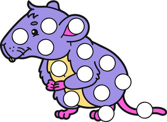 Vector digital educational game with cartoon character for toddlers: plasticine patches or dot marker pages to develop fine motor skills