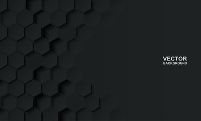 Abstract. Embossed hexagon black background. light and shadow. Vector.