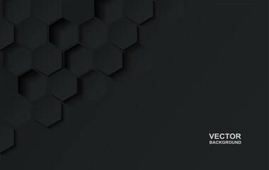Abstract. Embossed hexagon black background. light and shadow. Vector.