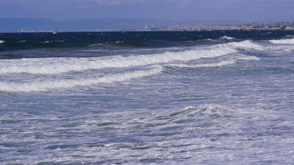 waves strong storm the pacific ocean Los Angeles