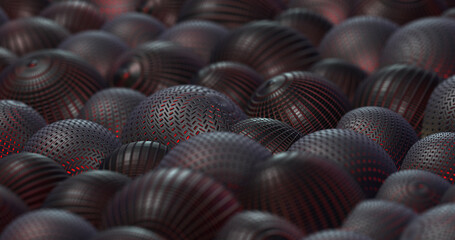 Rotating Shiny Metal Balls Spheres. Abstract Background. Digital Motion Graphics. 3D Illustration Render