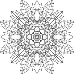 Easy Mandala coloring book simple and basic for beginners, seniors and children. Set of Mehndi flower pattern for Henna drawing and tattoo. Decoration in ethnic oriental, Indian style.