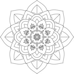Fototapeta premium Easy Mandala coloring book simple and basic for beginners, seniors and children. Set of Mehndi flower pattern for Henna drawing and tattoo. Decoration in ethnic oriental, Indian style.
