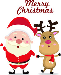 Fototapeta na wymiar Merry Christmas! Happy Christmas companions. Santa Claus and Reindeer