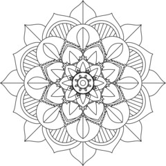 Easy Mandala coloring book simple and basic for beginners, seniors and children. Set of Mehndi flower pattern for Henna drawing and tattoo. Decoration in ethnic oriental, Indian style.