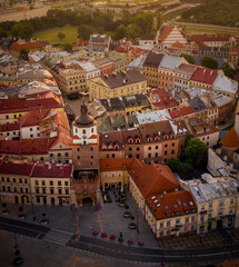 Aerial view of dawn over Old Town in Lublin, Poland © Daniel Turbasa