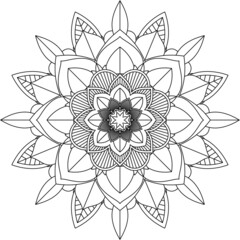 Easy Mandala coloring book simple and basic for beginners, seniors and children. Set of Mehndi flower pattern for Henna drawing and tattoo. Decoration in ethnic oriental, Indian style.