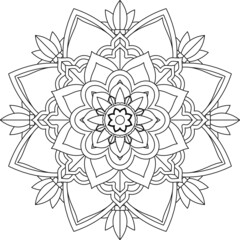 Easy Mandala coloring book simple and basic for beginners, seniors and children. Set of Mehndi flower pattern for Henna drawing and tattoo. Decoration in ethnic oriental, Indian style.