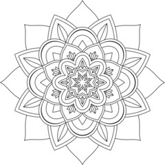 Easy Mandala coloring book simple and basic for beginners, seniors and children. Set of Mehndi flower pattern for Henna drawing and tattoo. Decoration in ethnic oriental, Indian style.