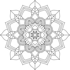 Easy Mandala coloring book simple and basic for beginners, seniors and children. Set of Mehndi flower pattern for Henna drawing and tattoo. Decoration in ethnic oriental, Indian style.