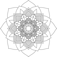 Easy Mandala coloring book simple and basic for beginners, seniors and children. Set of Mehndi flower pattern for Henna drawing and tattoo. Decoration in ethnic oriental, Indian style.