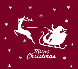 Santa sleigh reindeer flying silhouette merry Christmas