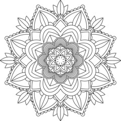 Easy Mandala coloring book simple and basic for beginners, seniors and children. Set of Mehndi flower pattern for Henna drawing and tattoo. Decoration in ethnic oriental, Indian style.