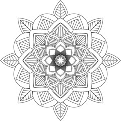 Easy Mandala coloring book simple and basic for beginners, seniors and children. Set of Mehndi flower pattern for Henna drawing and tattoo. Decoration in ethnic oriental, Indian style.