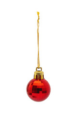 Christmas toy for the Christmas tree and new year, beautiful red ball isolated on the white background.