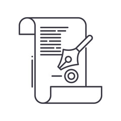 Employee contract icon, linear isolated illustration, thin line vector, web design sign, outline concept symbol with editable stroke on white background.