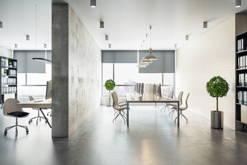 Clean coworking office in a loft style interior