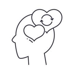 Empathy mind icon, linear isolated illustration, thin line vector, web design sign, outline concept symbol with editable stroke on white background.