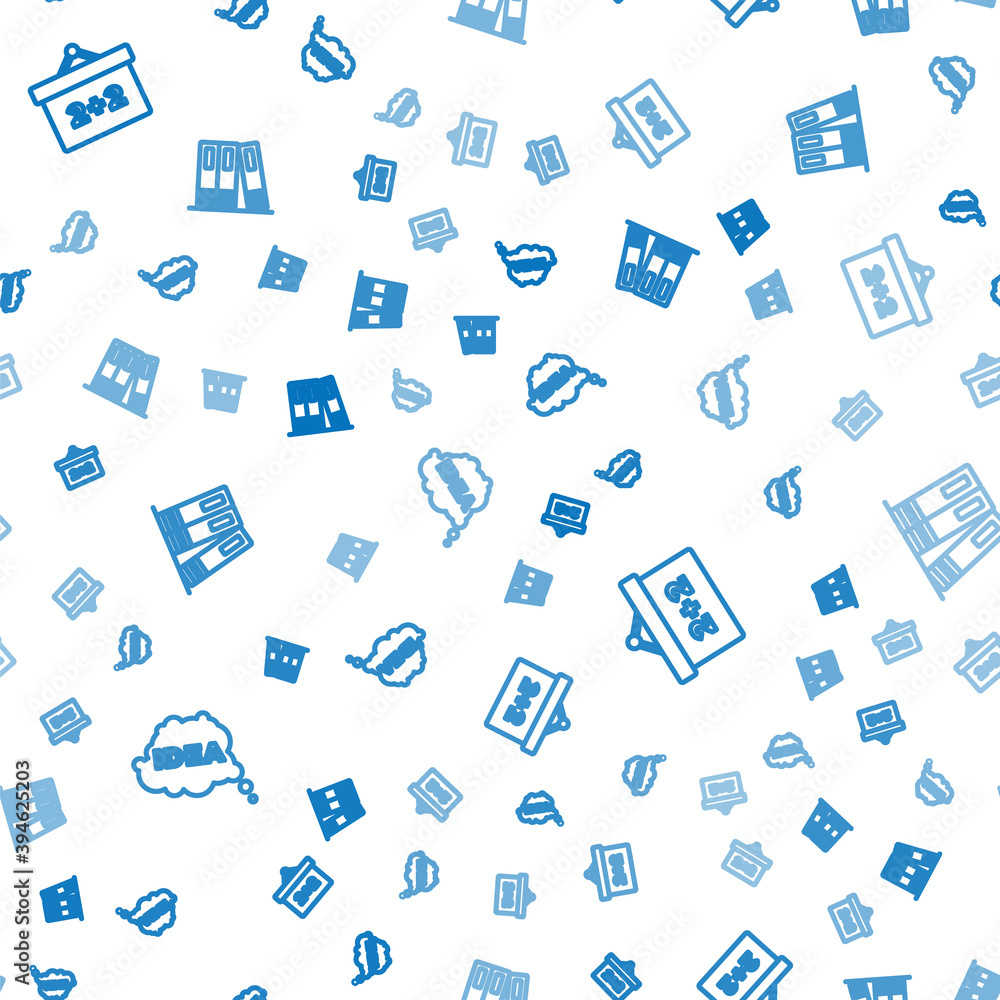 Poster set line idea, speech bubble, chalkboard and office folders on seamless pattern. vector.
