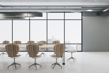 Luxury conference interior with large meeting table