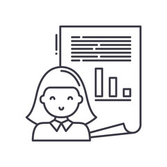 Obraz premium Employee icon, linear isolated illustration, thin line vector, web design sign, outline concept symbol with editable stroke on white background.