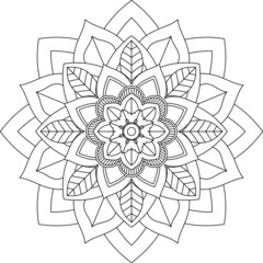 Easy Mandala coloring book simple and basic for beginners, seniors and children. Set of Mehndi flower pattern for Henna drawing and tattoo. Decoration in ethnic oriental, Indian style.