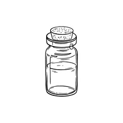 Essential oil bottle hand drawn vector illustration. Isolated drawing for Aromatherapy treatment, alternative medicine, beauty and spa, cosmetic ingredient sketch.