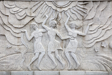 Chinese Ancient Wall Carving Art in Parks, Shijiazhuang City, Hebei Province, China